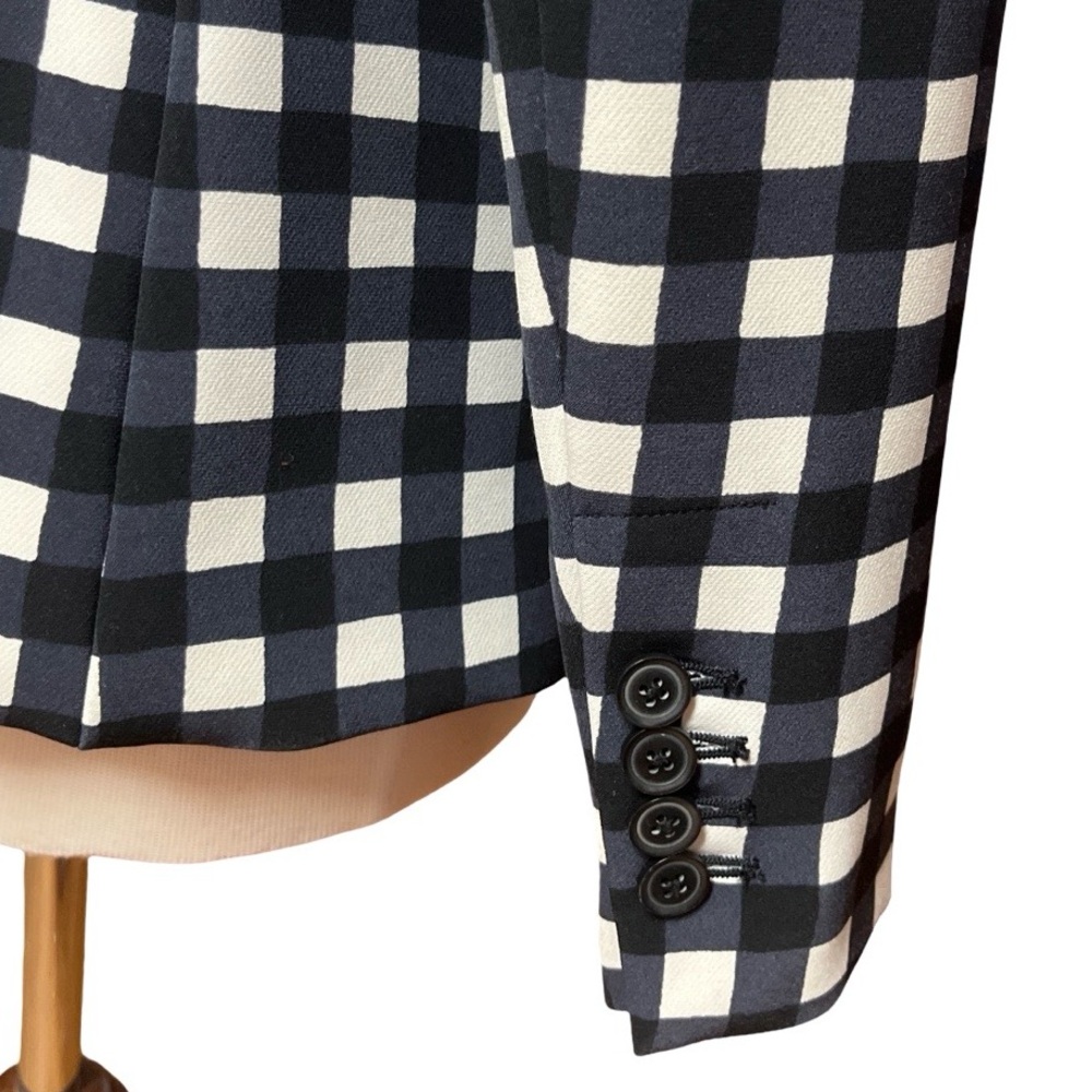 Banana Republic Dark Navy Black/White Gingham Collared Blazer - Picture 7 of 8